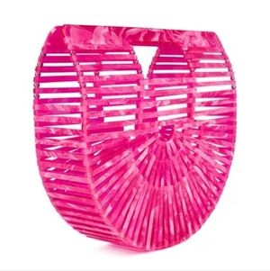 BNIB Cult Gaia The Gaias ARK MINI Acrylic Top Handle Bag in QAJAR ROSE-$298